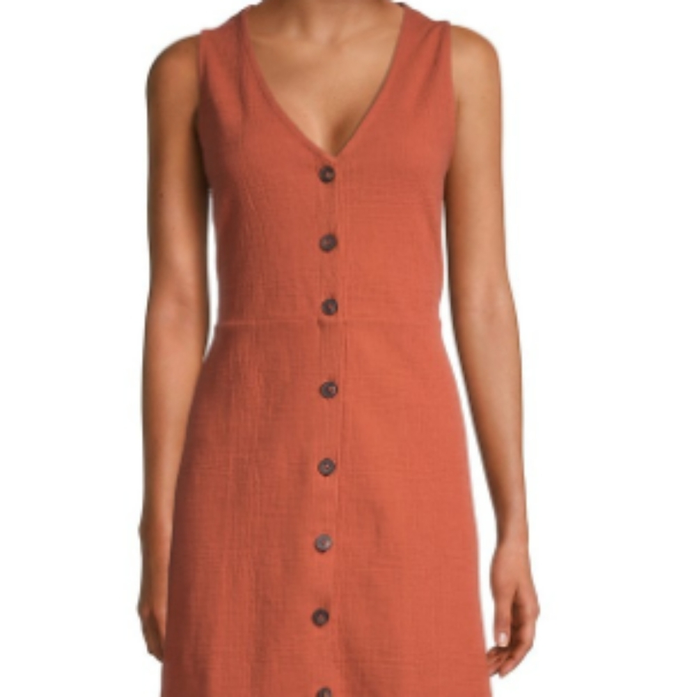 Afterglow Red Button-Front Sleeveless